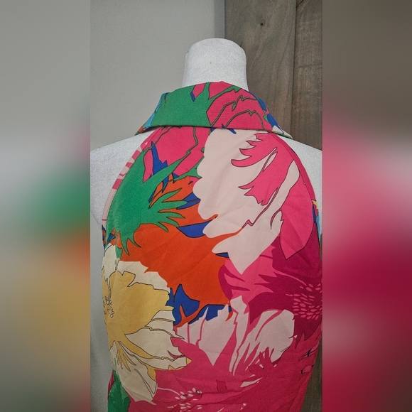 CUPSHE Tropical Collared Button-Up Tank In Bright Shades Pink/blue Multi. S NWT - Picture 11 of 11